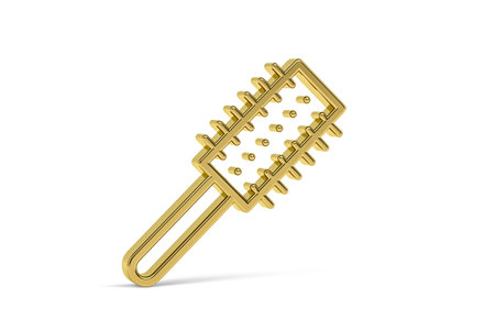 Golden 3d comb icon isolated on white background - 3d renderの写真素材