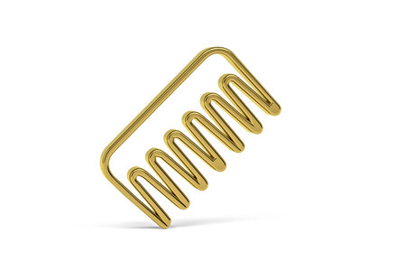 Golden 3d comb icon isolated on white background - 3d renderの写真素材