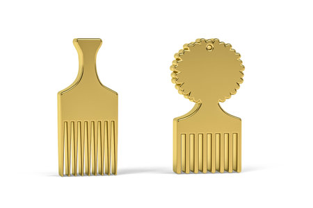 Golden 3d comb icon isolated on white background - 3d renderの写真素材