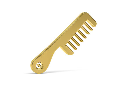 Golden 3d comb icon isolated on white background - 3d renderの写真素材