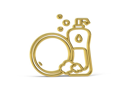 Golden 3d soap dish icon isolated on white background - 3d renderの写真素材