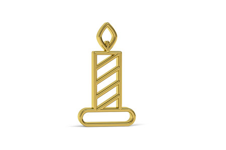 Golden 3d candleholder icon isolated on white background - 3d renderの写真素材