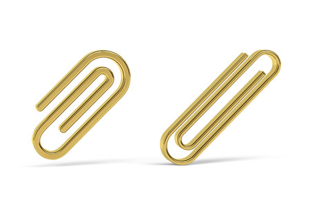Golden 3d pin icon isolated on white background - 3d renderの写真素材