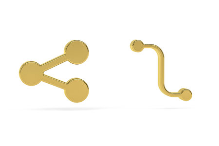 Golden 3d connector icon isolated on white background - 3d renderの写真素材