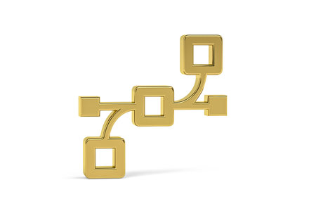 Golden 3d connector icon isolated on white background - 3d renderの写真素材