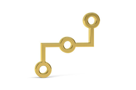 Golden 3d connector icon isolated on white background - 3d renderの写真素材