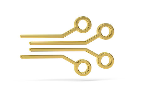 Golden 3d connector icon isolated on white background - 3d renderの写真素材