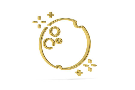 Golden 3d moon icon isolated on white background - 3d renderの写真素材