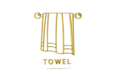 Golden towel icon isolated on white background - 3d renderの写真素材