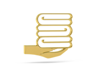 Golden towel icon isolated on white background - 3d renderの写真素材