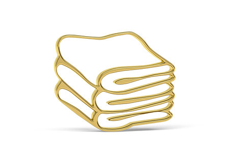 Golden towel icon isolated on white background - 3d renderの写真素材