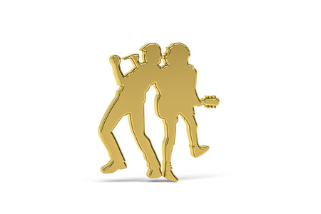 Golden 3d concert icon isolated on white background - 3d renderの写真素材