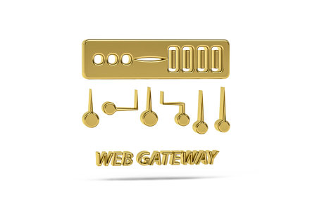 Golden 3d gateway icon isolated on white background - 3d renderの写真素材
