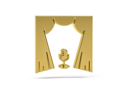 Golden 3d stage icon isolated on white background - 3d renderの写真素材