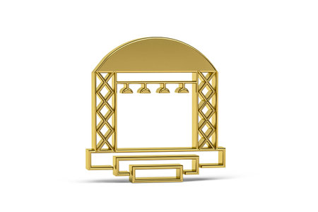 Golden 3d stage icon isolated on white background - 3d renderの写真素材