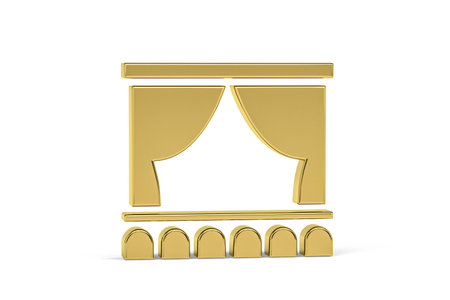 Golden 3d stage icon isolated on white background - 3d renderの写真素材