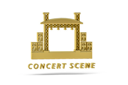 Golden 3d stage icon isolated on white background - 3d renderの写真素材