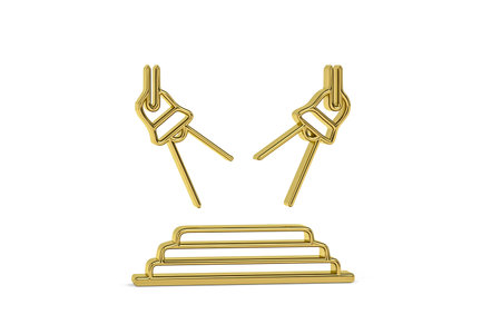Golden 3d stage icon isolated on white background - 3d renderの写真素材