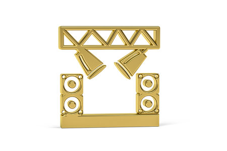 Golden 3d stage icon isolated on white background - 3d renderの写真素材