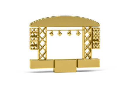 Golden 3d stage icon isolated on white background - 3d renderの写真素材