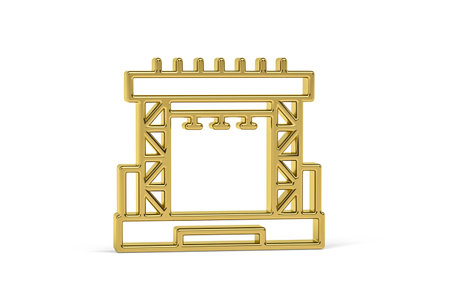 Golden 3d stage icon isolated on white background - 3d renderの写真素材