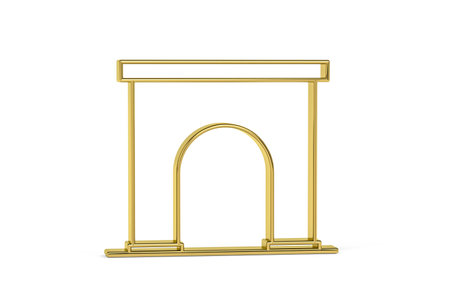 Golden 3d gate icon isolated on white background - 3d renderの写真素材