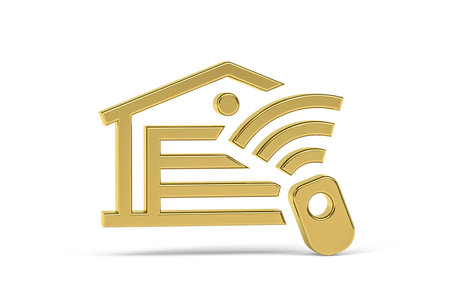 Golden 3d gate icon isolated on white background - 3d renderの写真素材