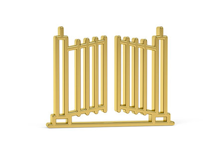 Golden 3d gate icon isolated on white background - 3d renderの写真素材