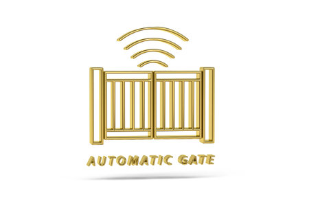 Golden 3d gate icon isolated on white background - 3d render