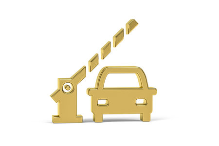 Golden 3d boom gate icon isolated on white background - 3d renderの写真素材