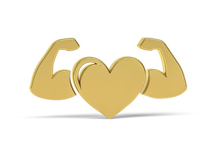 Golden 3d health icon isolated on white background - 3D renderの写真素材