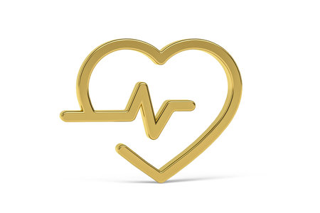 Golden 3d health icon isolated on white background - 3D renderの写真素材