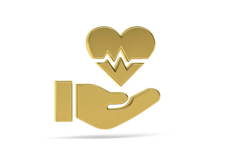 Golden 3d health icon isolated on white background - 3D renderの写真素材