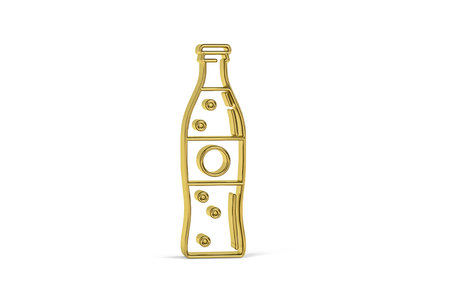 Golden 3d bottle icon isolated on white background - 3d renderの写真素材