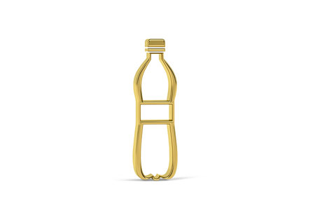 Golden 3d bottle icon isolated on white background - 3d renderの写真素材