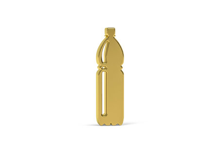 Golden 3d bottle icon isolated on white background - 3d renderの写真素材