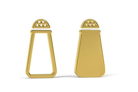 Golden 3d salt icon isolated on white background - 3d renderの写真素材