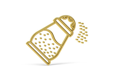 Golden 3d salt icon isolated on white background - 3d renderの写真素材