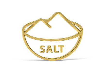 Golden 3d salt icon isolated on white background - 3d renderの写真素材