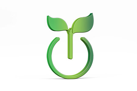Three dimensional green energy icon isolated on a white background - 3d renderの写真素材