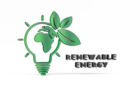 Three dimensional green energy icon isolated on a white background - 3d renderの写真素材