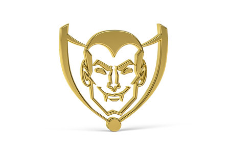 Golden 3d vampire icon isolated on white background - 3d renderの写真素材