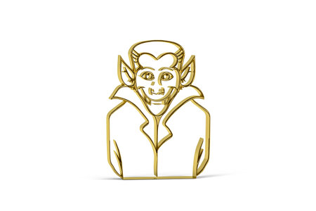 Golden 3d vampire icon isolated on white background - 3d renderの写真素材