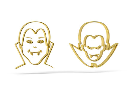 Golden 3d vampire icon isolated on white background - 3d renderの写真素材