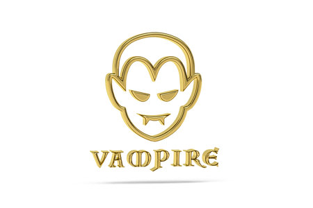 Golden 3d vampire icon isolated on white background - 3d renderの写真素材