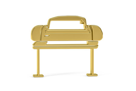 Golden 3d plotter icon on white background - 3d renderの写真素材