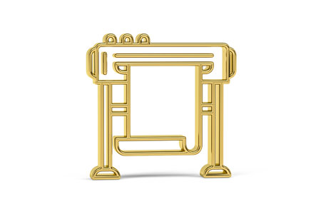 Golden 3d plotter icon on white background - 3d renderの写真素材