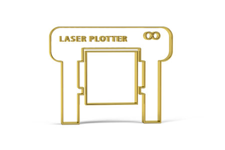 Golden 3d plotter icon on white background - 3d renderの写真素材