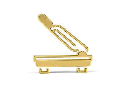 Golden 3d paper cutter icon on white background - 3d renderの写真素材