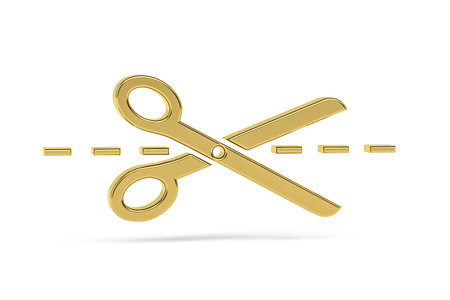 Golden 3d paper cutter icon on white background - 3d renderの写真素材